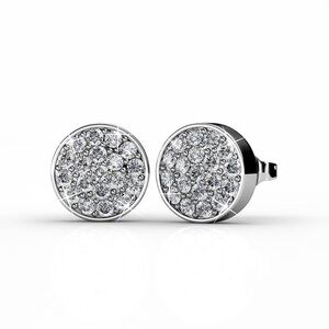 Nelly 18k White Gold Plated Pave Stud Earrings with Swarovski Crystals
